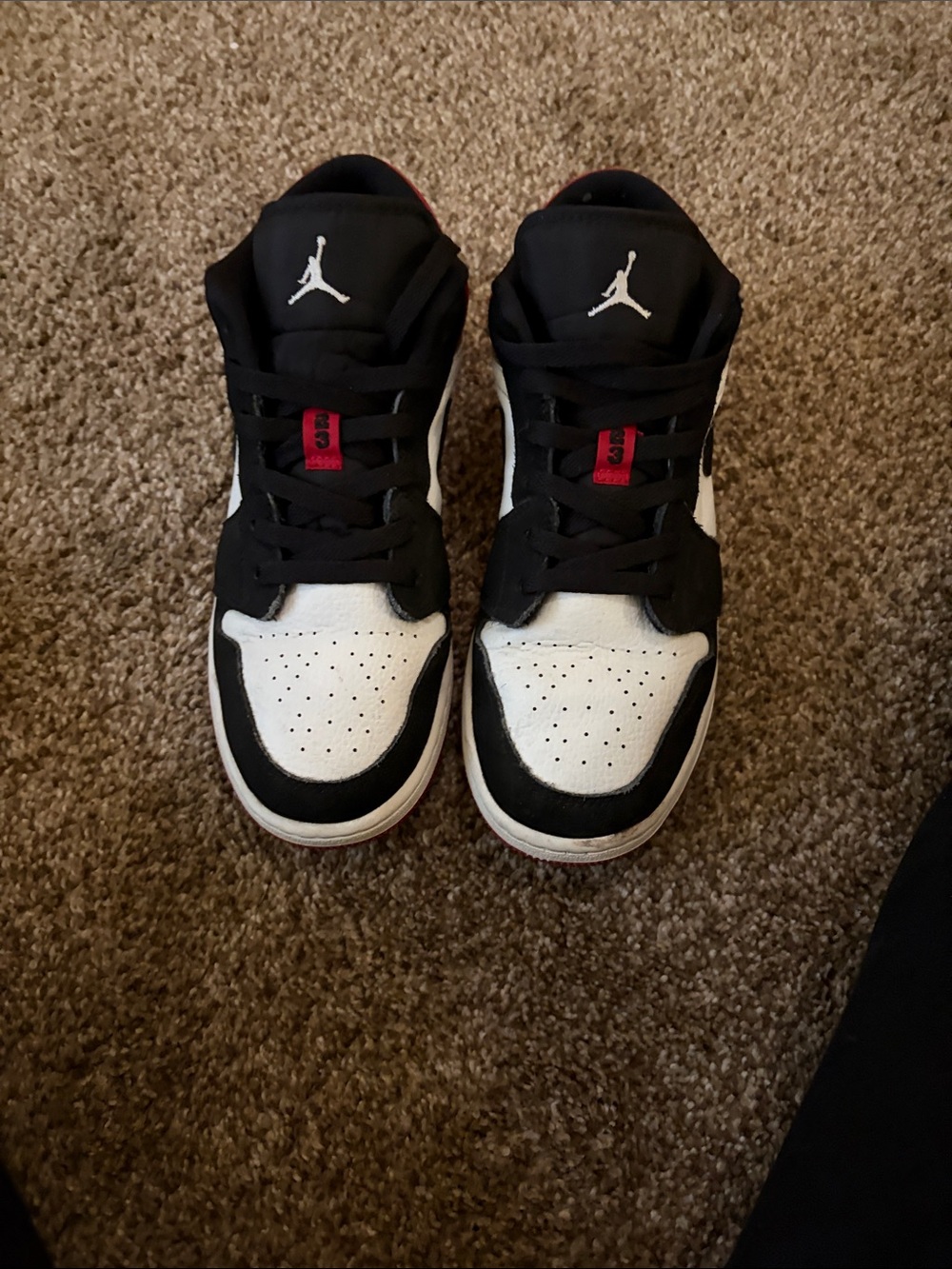Jordan Kids Black, White & Red Low-Top Sneakers